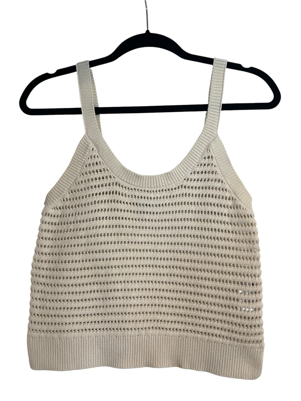 Abercrombie & Fitch Cream Open-Knit Coastal Beach Boho Cottagecore Tank- S